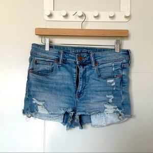 American eagle high rise distressed shortie shorts